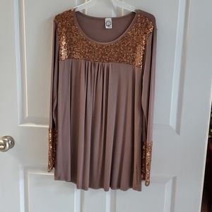 Brand New Boutique Babydoll Top with Sequins